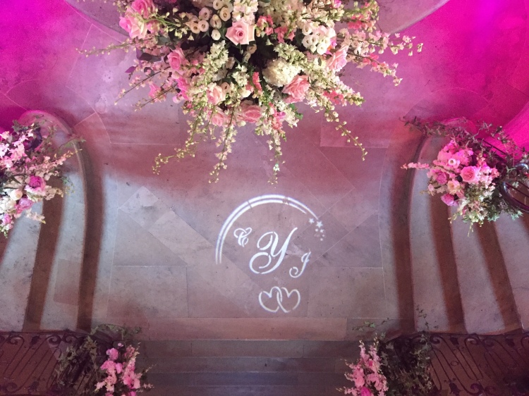 wedding couple's intials in a GOBO light NYC DJ